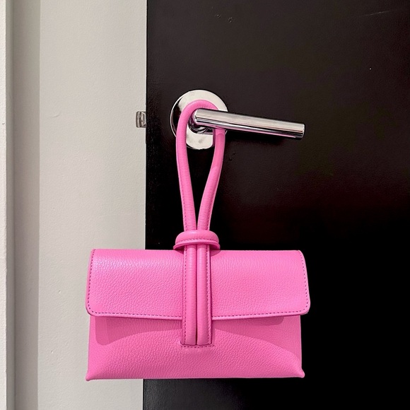 Italian Pink Leather Crossbody Bag | Convertible Clutch Shoulder Purse Handmade - Picture 1 of 5
